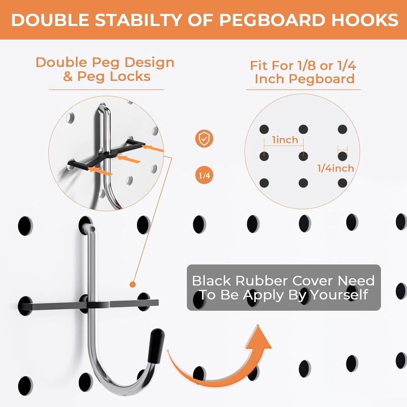 INCLY 320PCS Pegboard Accessories Organizer Kit, Peg Board Hooks Assortment with 20PCS Bins for Organizing Various Tools, Fit 1/8 or 1/4 inch Pegboard for Hanging Storage, Garage Wall Attachments - Image 4